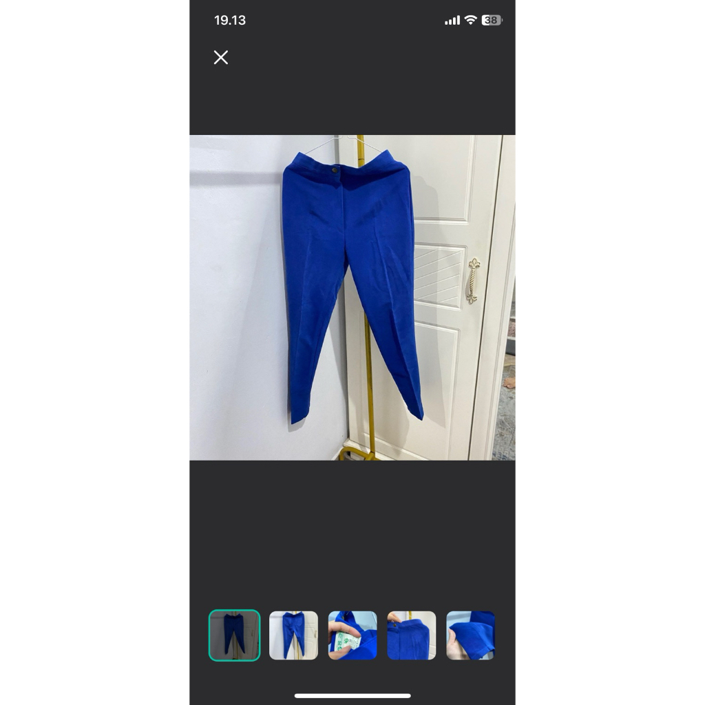 Celana Bludru Blue Elektrik & Cardigan Hijau Neon