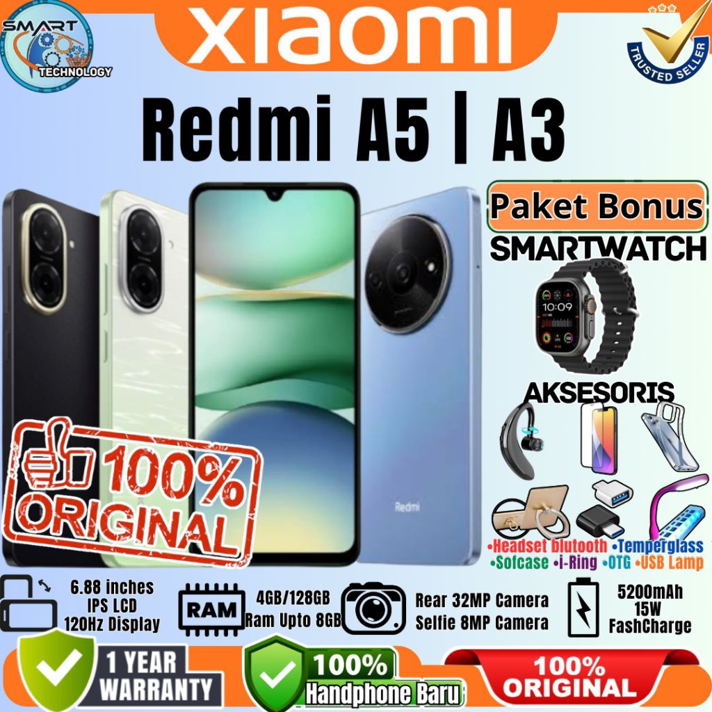 Hp Xiaomi Redmi A5 | Redmi A3 [ 4/128GB ] 6.88 inches 120Hz Display Baru Garansi Resmi 100% Original
