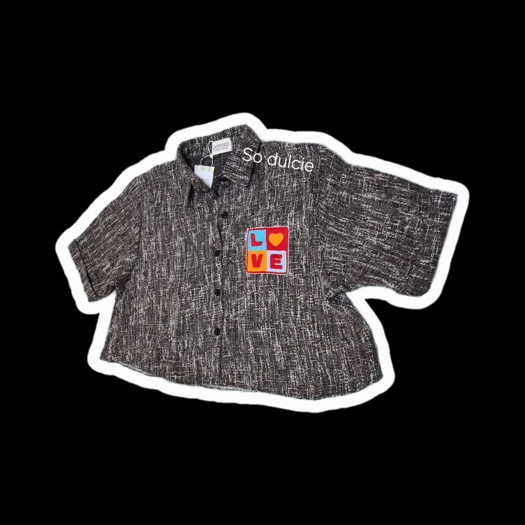 Top wanita bahan Tweed import bangkok Big Size