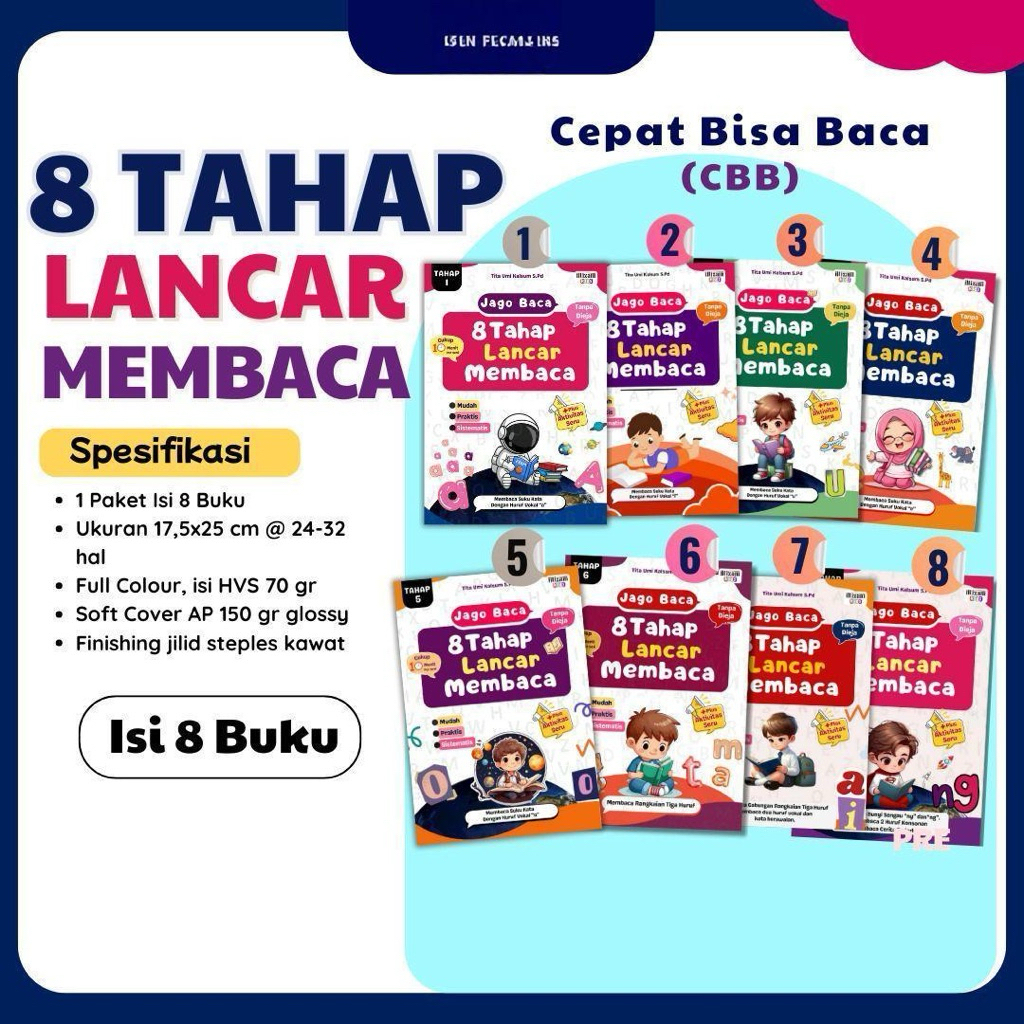 (Dapat 8 Buku) Buku Belajar membaca 8 Tahap Lancar Membaca Tanpa Dieja 10 menit - pustaka iltizam