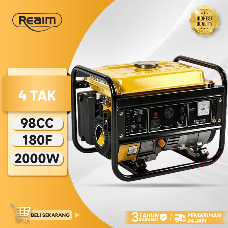 REAIM Genset Mini Portable Genset 2000 Watt Dinamo Generator 220V Genset Portable Generator Mini