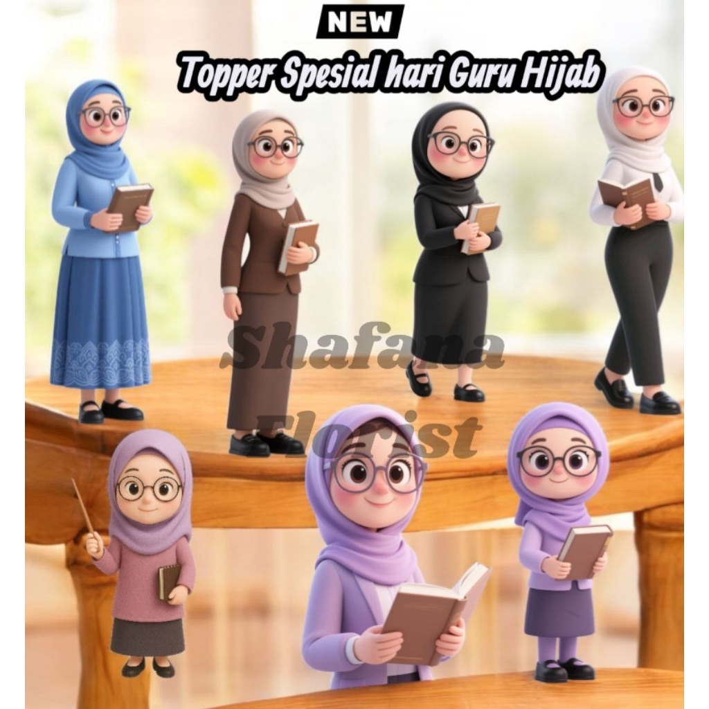 (NEW)TOPPER spesial Hari Guru ukuran 12cm Hijab