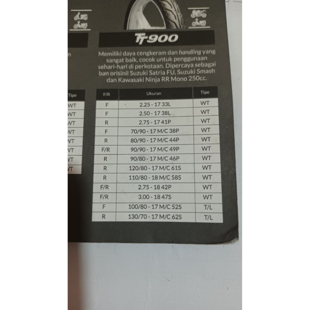 DUNLOP 70/90-17 M/C TT900 WT