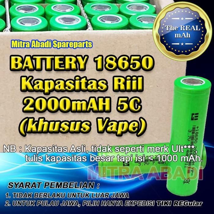 New Li-ion Battery Baterai ICR 18650 2000 mAh 2Ah 5C Vape