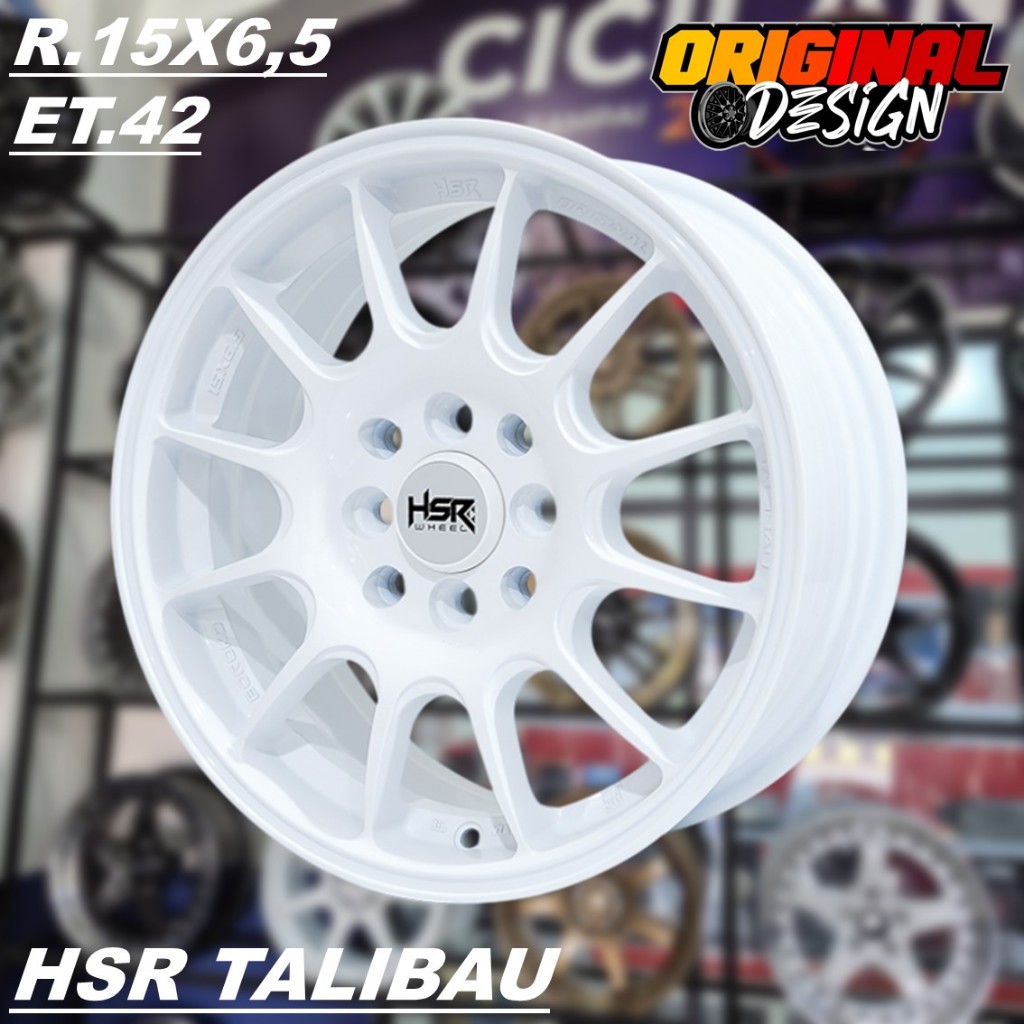 Velg Mobil Ring 15 Warn Putih HSR TALIBAU R15 Lubang 4 BRIO,SIGRA,CALYA, DLL
