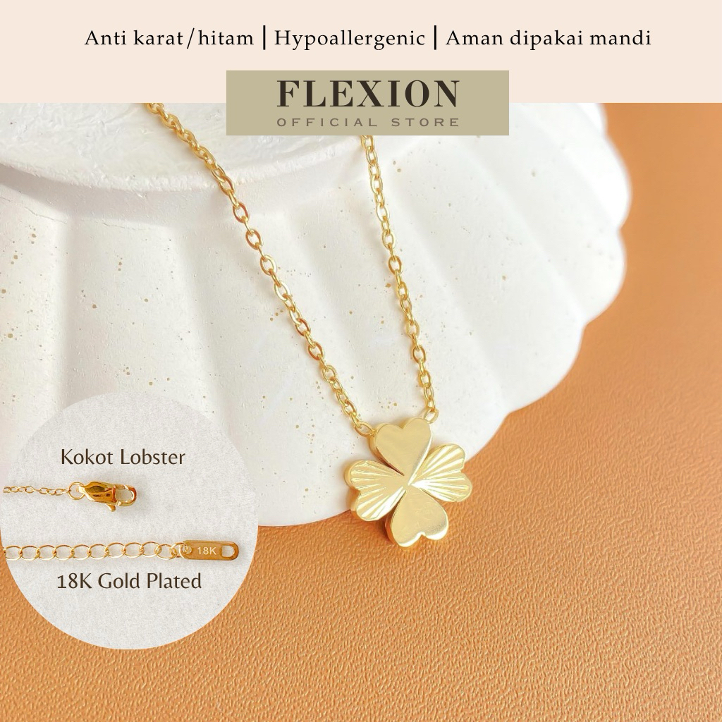 Flexion - Kalung Clovia - Titanium - Anti Karat/Hitam/Luntur - Aksesoris dan Perhiasan Fashion Hijab
