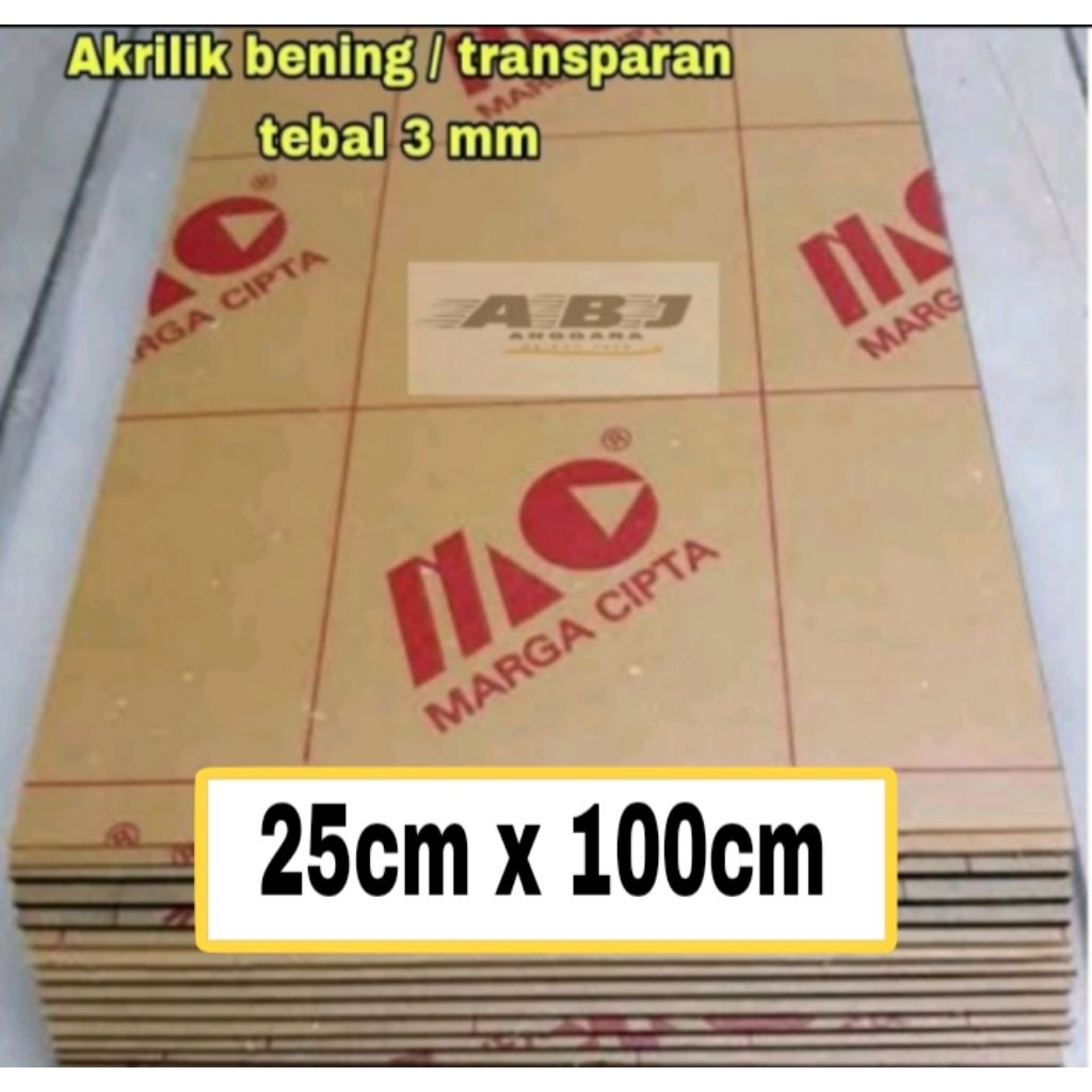 Akrilik bening 3mm ukuran 25x100cm/mika akrilik
