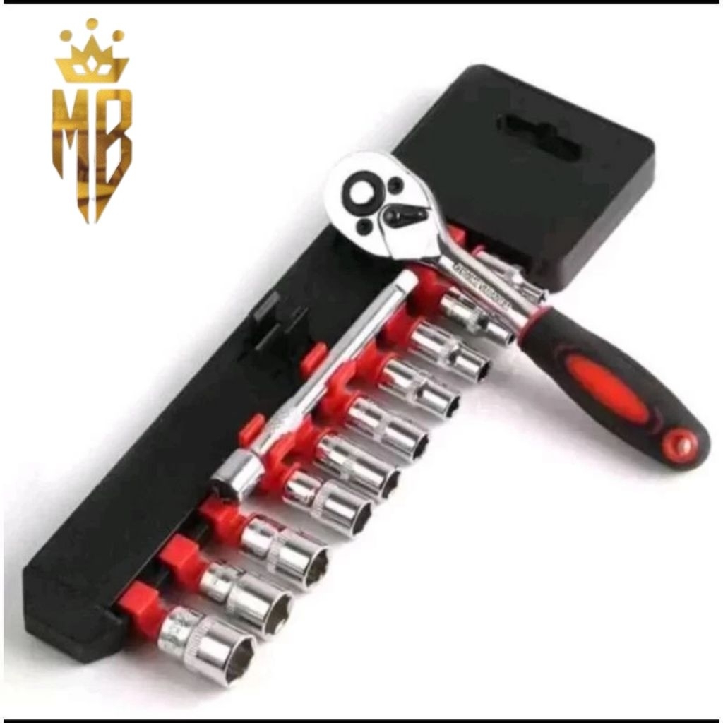 KUNCI SHOCK 12PCS/ Kunci Shock 12Pcs Drive Socket 1/4 Inch Socket Wrench Set Kunci Ring Pas CR-V-mur
