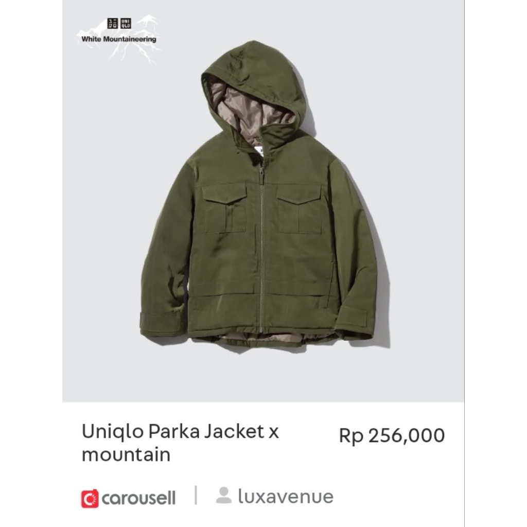 uniqlo x mountaineering warm padded parka jacket