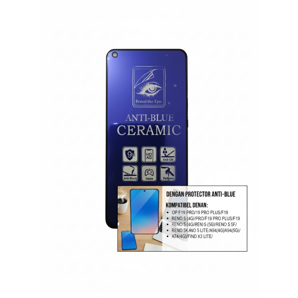 Anti gores/temperglass Anti Blue ceramic Hp oppo