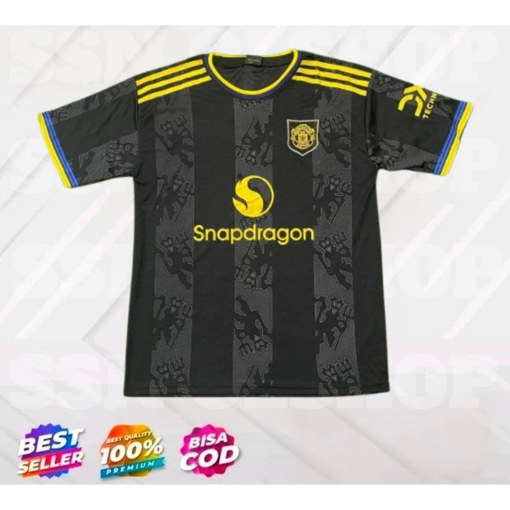 jersey MU manchester united terbaru hitam away 2025 baju bola manchester united terbaru hitam away 2