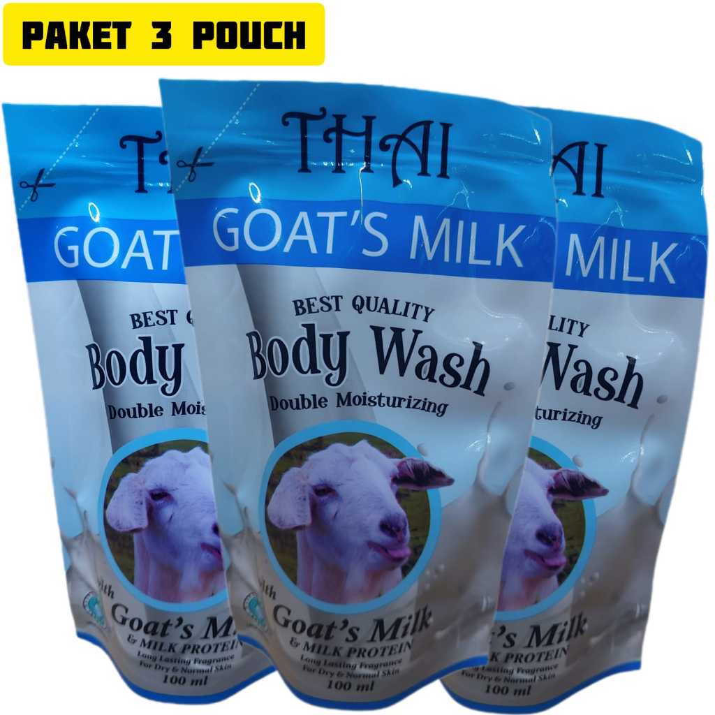 Paket Hemat 3 Pouch Body Wash Sabun Cair Extra Susu Thai Goat's Milk Whitening