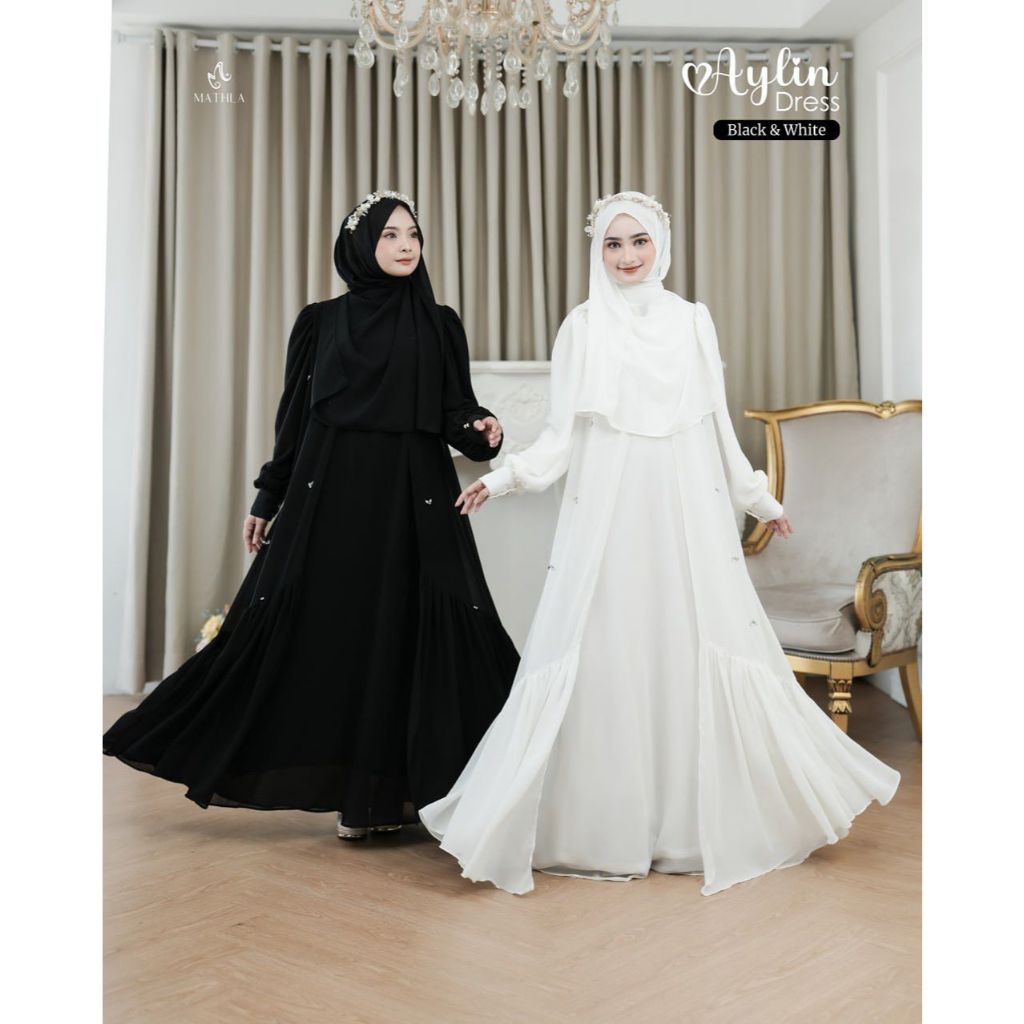 Aylyn Abaya Gamis Muslimah Ceruty Payet Mutiara