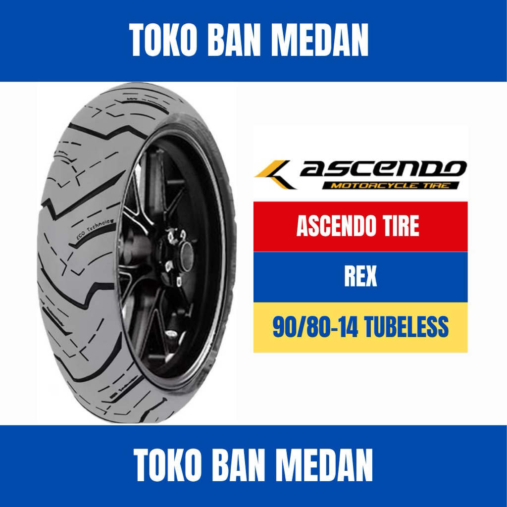 BAN LUAR MOTOR ASCENDO 90/80-14 REX TL TUBELESS