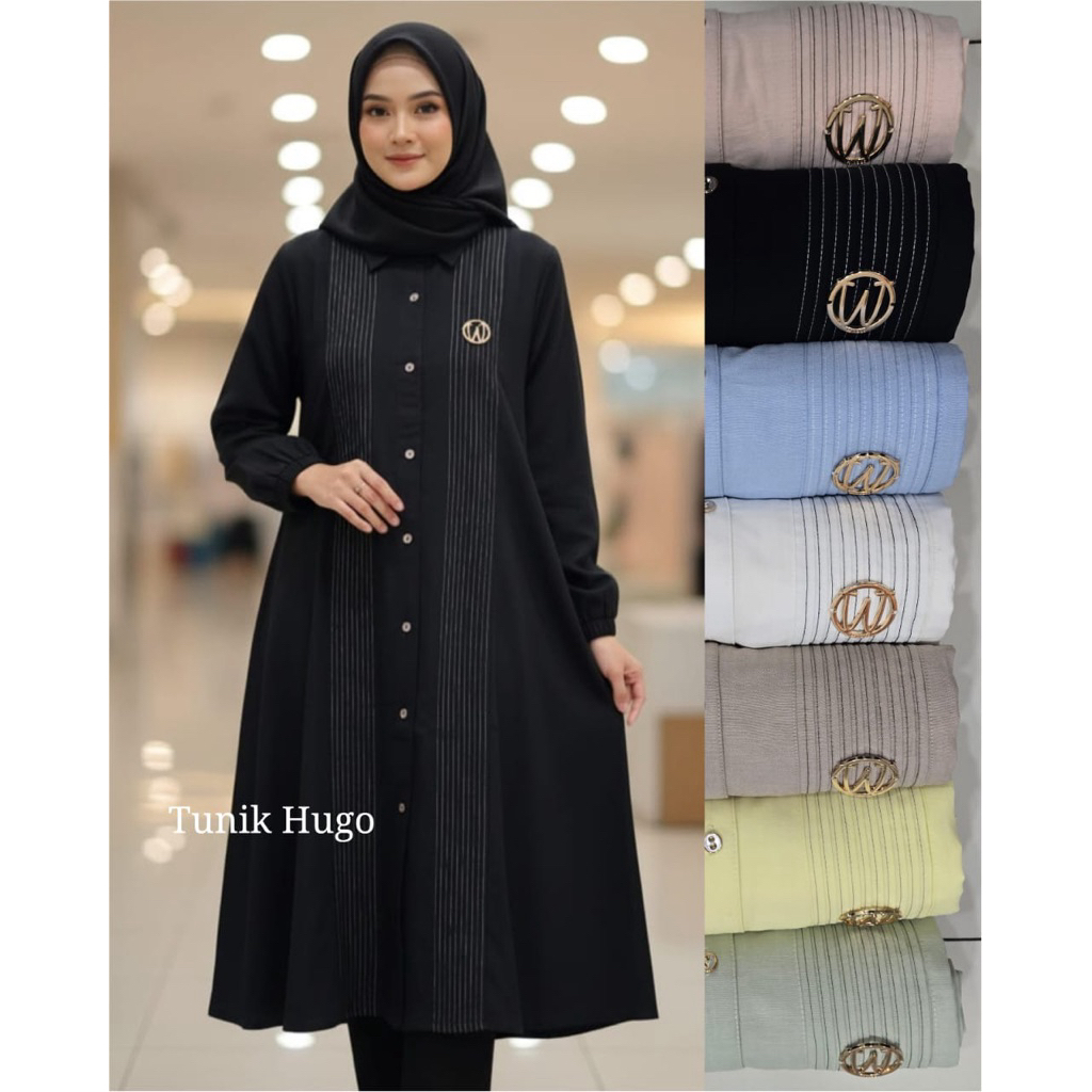 tunik wanita hugo winody polos bahan tebal adem
