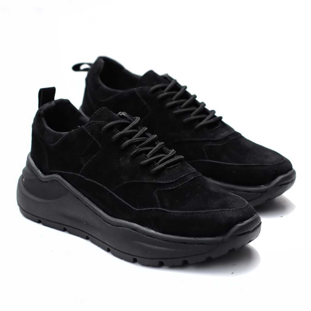 Sepatu Pria Sneakers Pria Hitam Casual Sole Chunky Tebal