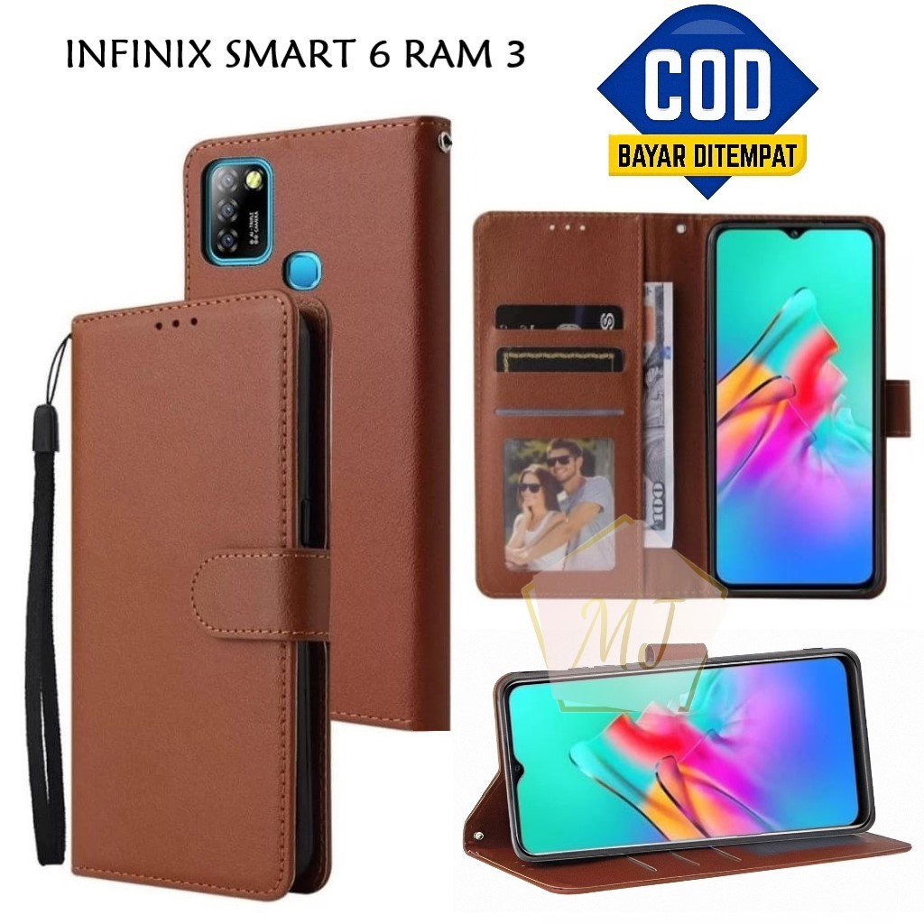INFINIX SMART 6 RAM 3 Flip Cover Leather Case Wallet Premium Casing Hp Dompet Cover Handphone