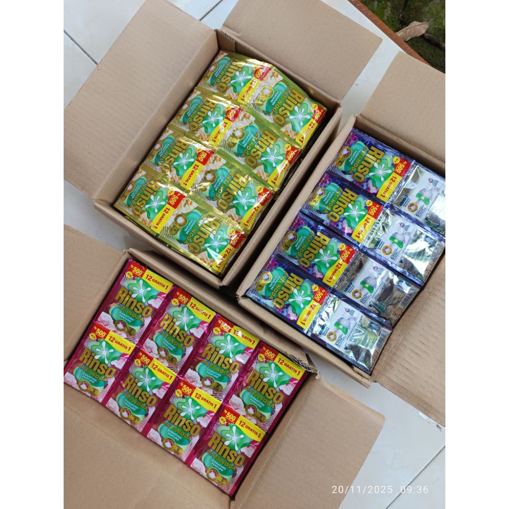 RINSO CAIR SACHET 1 RENCENG 500 ANTI NODA PROMO TERBARU 1 DUS