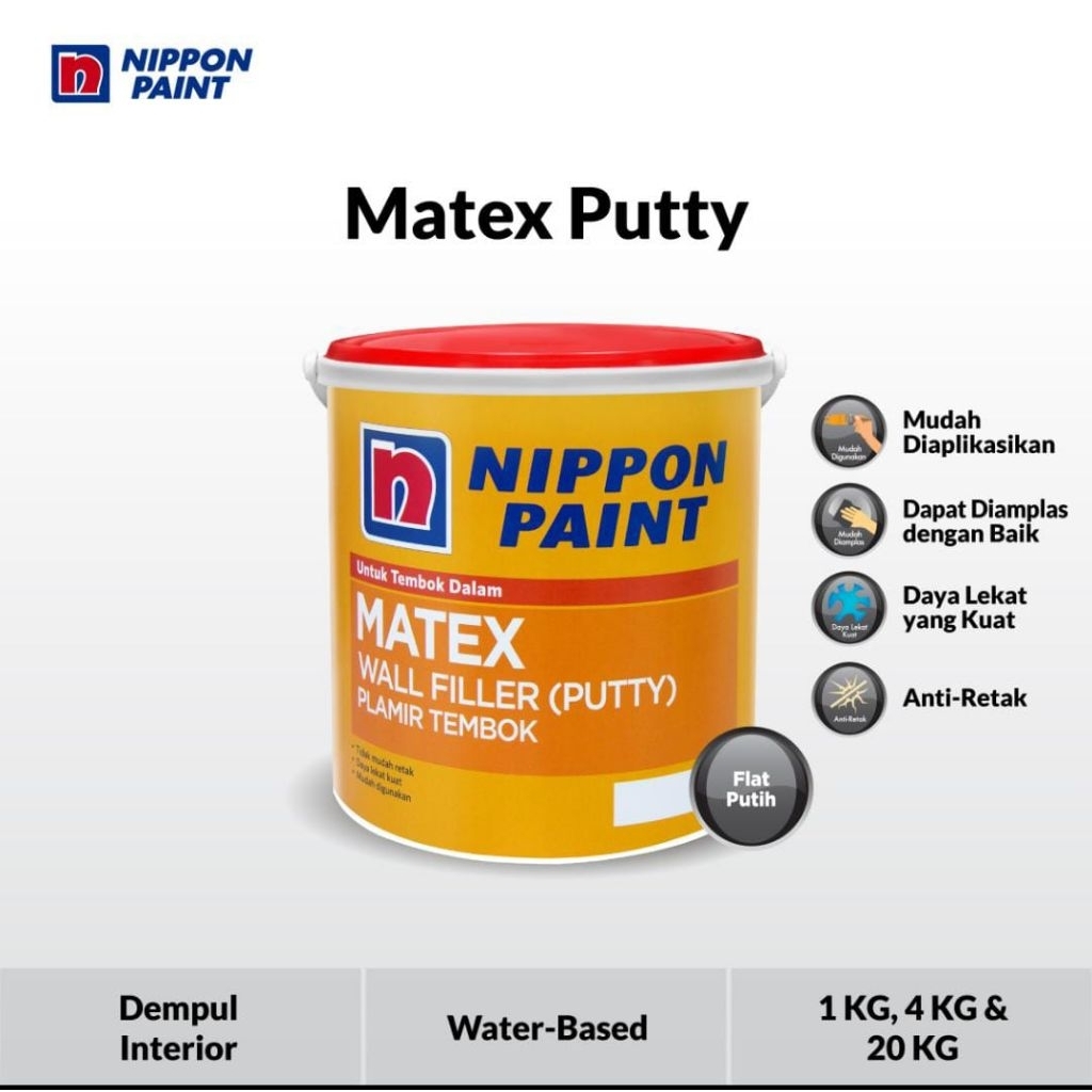 NIPPON PAINT- MATEX PLAMIR TEMBOK-MATEX PUTTY NIPPON PAINT-DEMPUL TEMBOK NIPPON PAINT-4KG