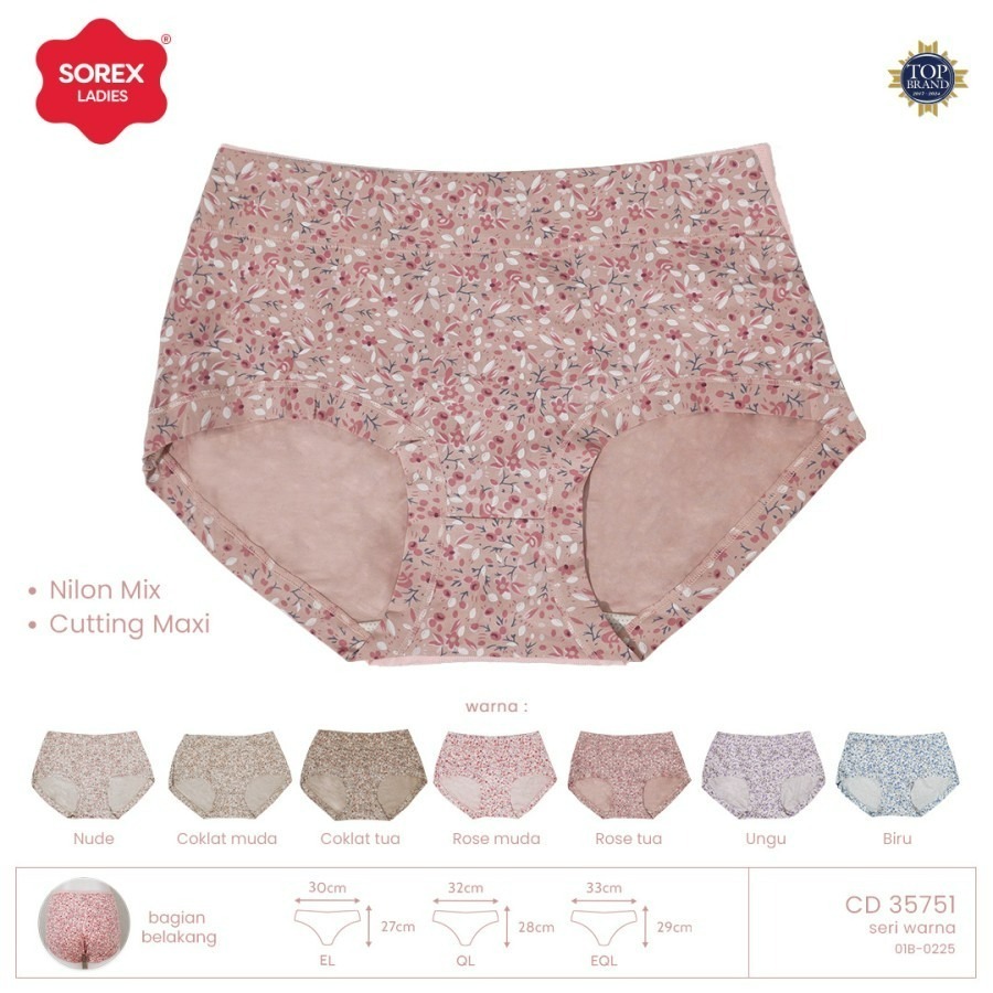 ISI 3, 6 , 12 PCS Cd/Celana Dalam Wanita Sorex 35751 Maxi Motif Bunga Cantik Lembut Adem Nyaman
