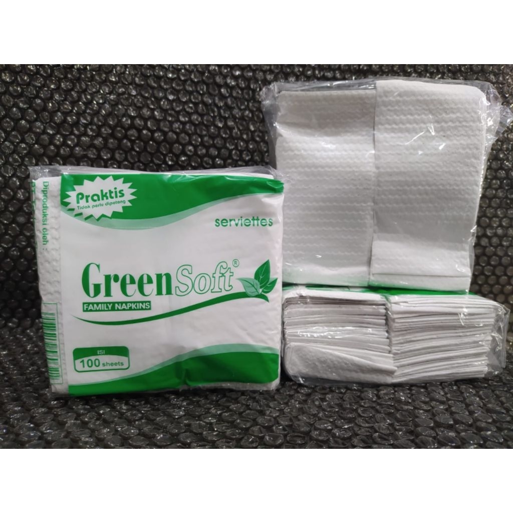 Tisu Green Soft Potong 100 Sheets Tisu Makan Napkin