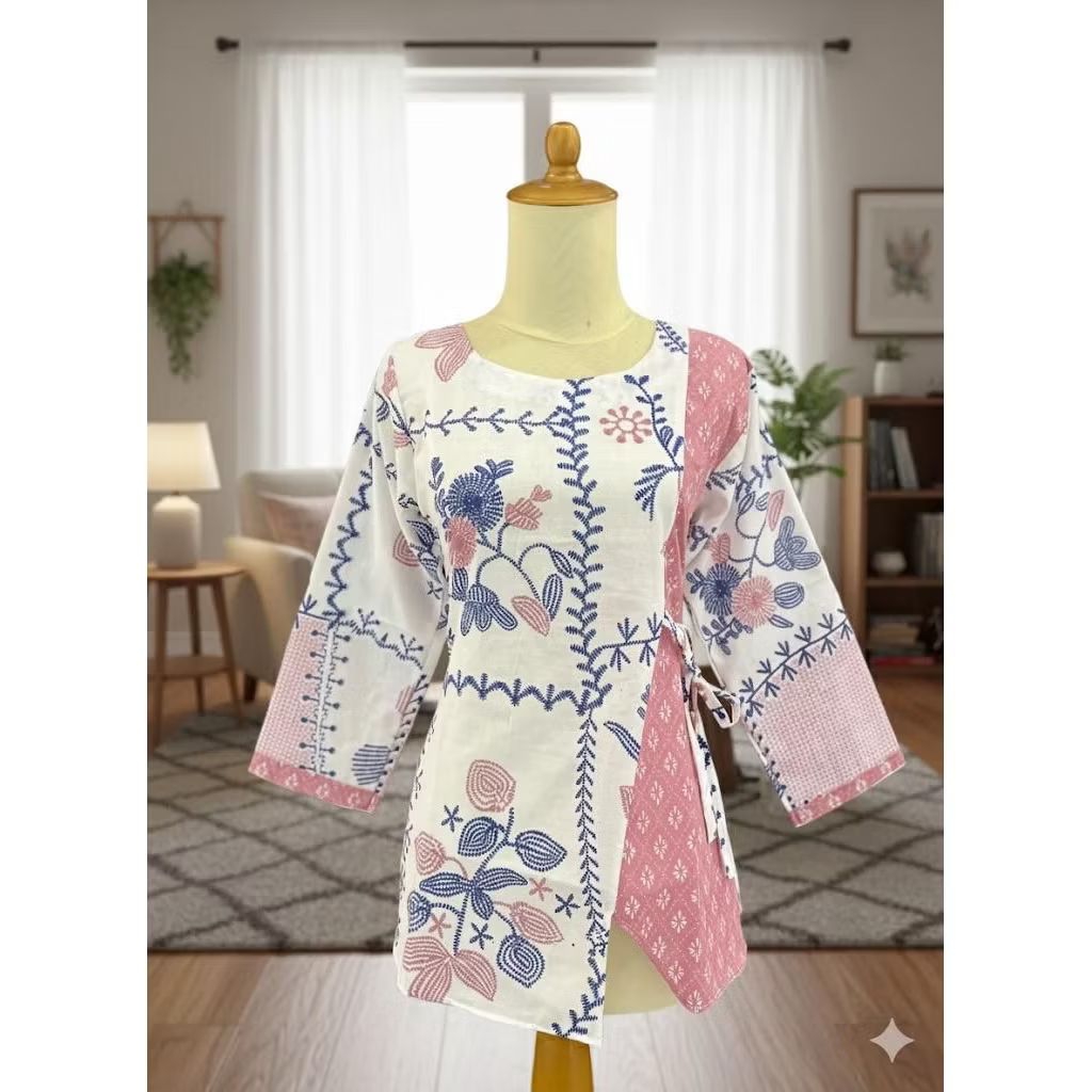 blouse batik tali samping// atawan wanita// blouse tali samping// batik modern//batik kekinian//sera