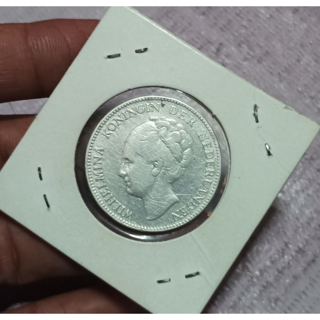 koin perak 1 gulden wilhelmina1929