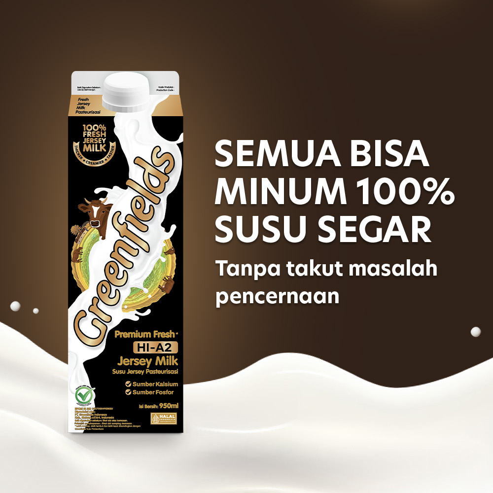 GREENFIELDS FRESH MILK SUSU HI A2 JERSEY PASTEURISASI 1 DUS 6 PCS