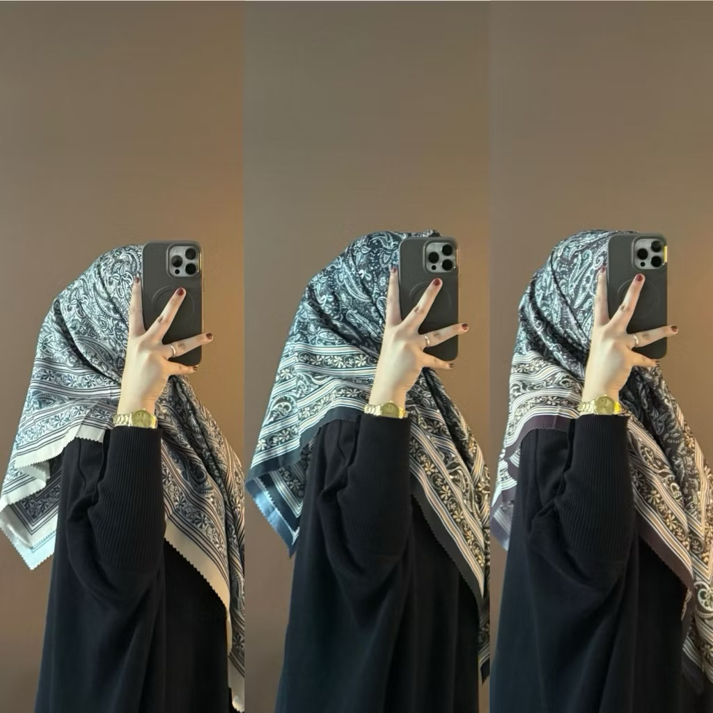 Hijab Voal Turki Arabian Cashmere Jilbab Segiempat Motif Viral