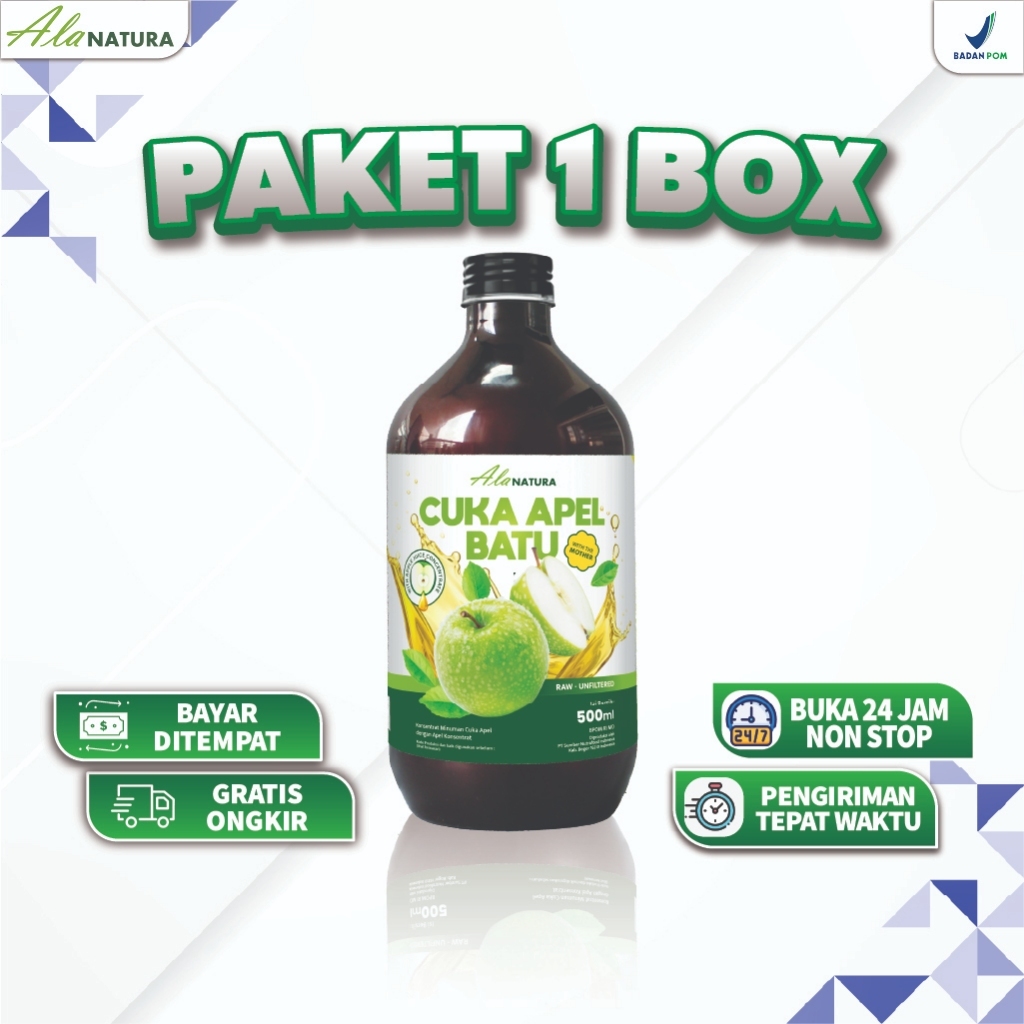 Alanatura Original Cuka APEL Hijau Batu Malang With 'Mother' 500 ML Organik - Mendukung Fungsi Jantu