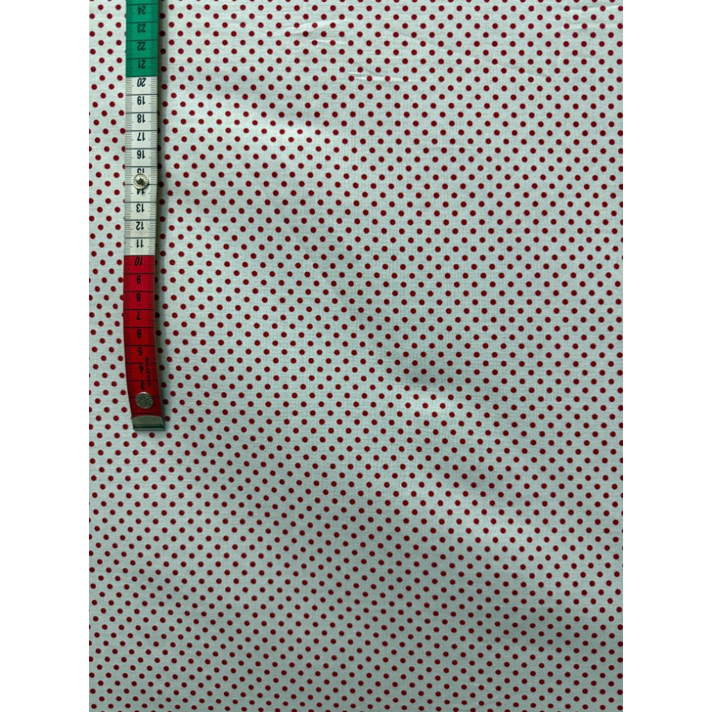 kain katun motif polkadot dasar putih