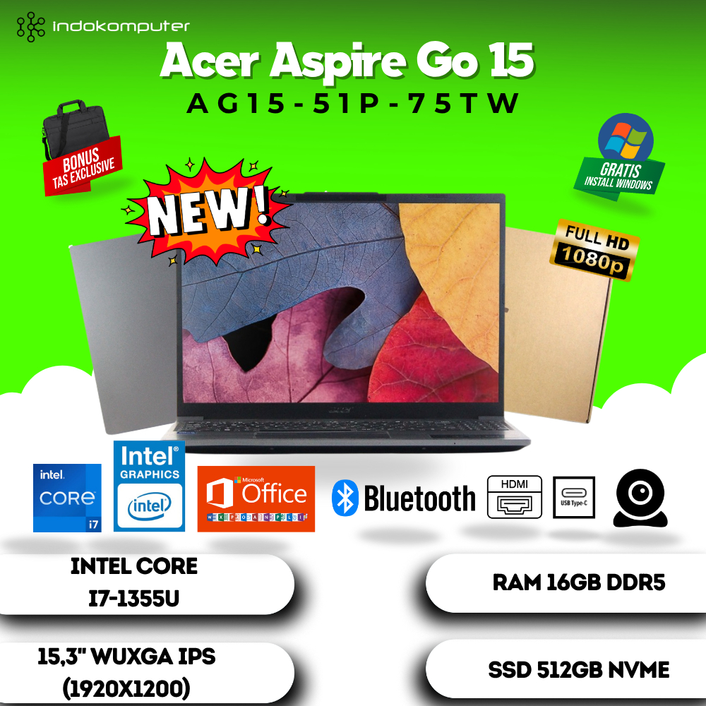 PROMO ACER Aspire Go1551P-75TW Core i7-1335U Ram 16GB SSD 512GB 15,3" IPS