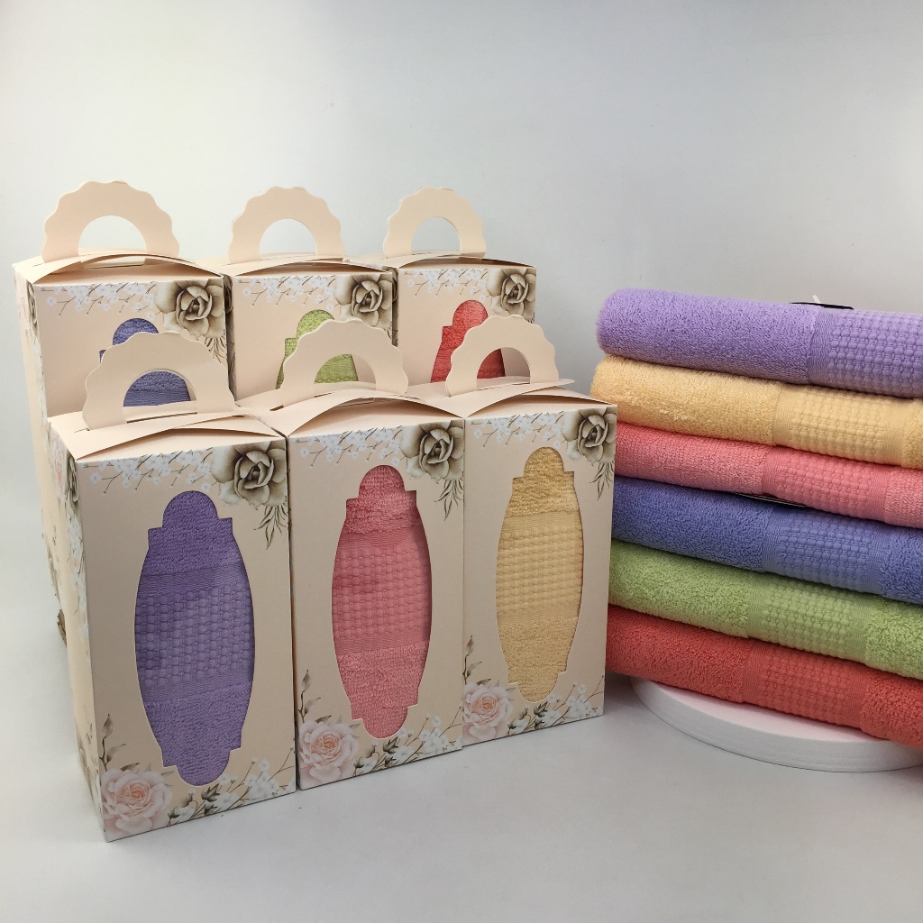 Souvenir Handuk 50x100 + Bordir Nama / Gift Box / Souvenir Pernikahan / Hampers Bayi Kado Lahiran Ba