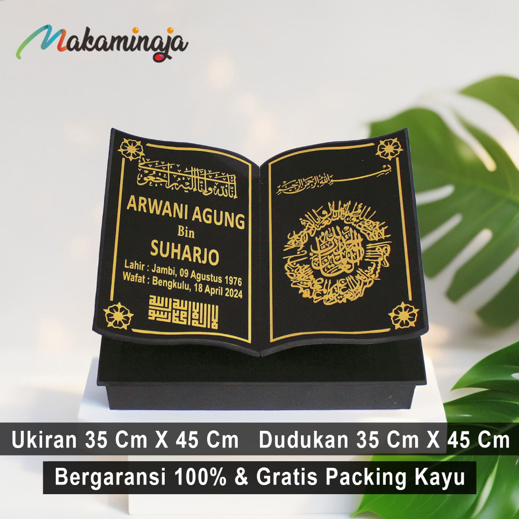 MAKAMINAJA Batu Nisan Model Bentuk Buku Kijing Makam Granit Full Set Kuburan 35 X 45 / 35 X 45 M30