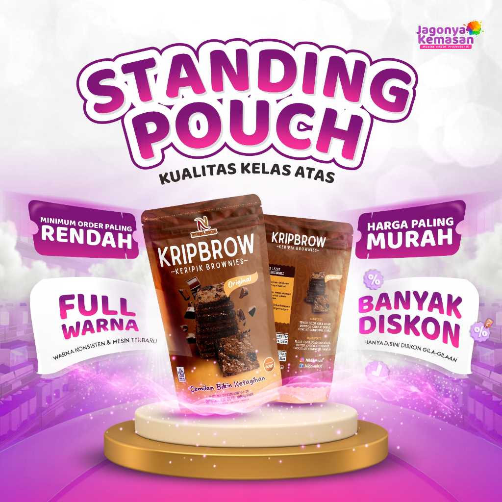 CETAK STANDING POUCH CUSTOM KEMASAN KERIPIK