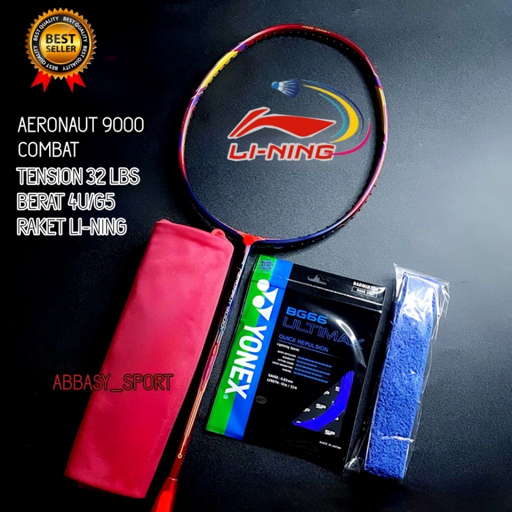 RAKET BADMINTON AERONAUT 9000 COMBAT YUTA WATANABE FULL CARBON LENGKAP BONUS TAS GRIF
