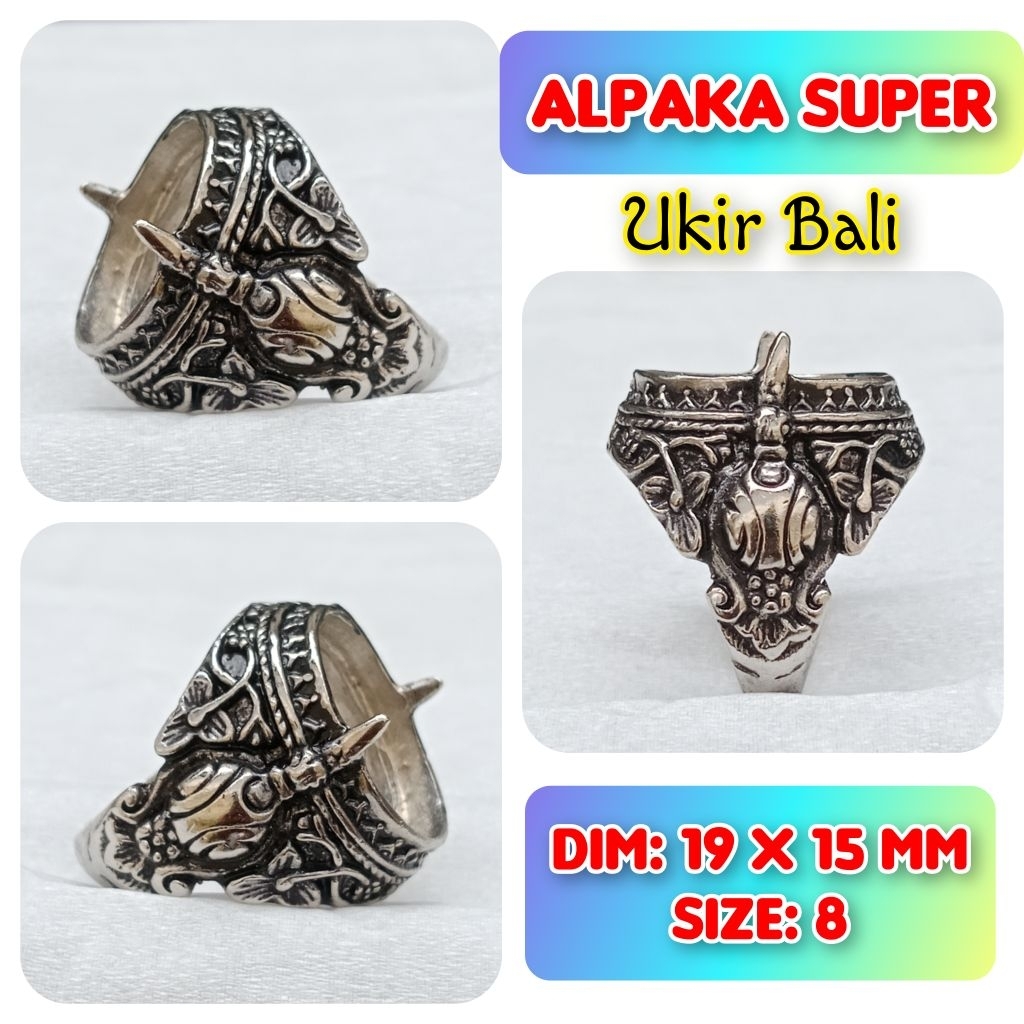 cincin emban batu akik batu permata alpaka super ukir Bali.65