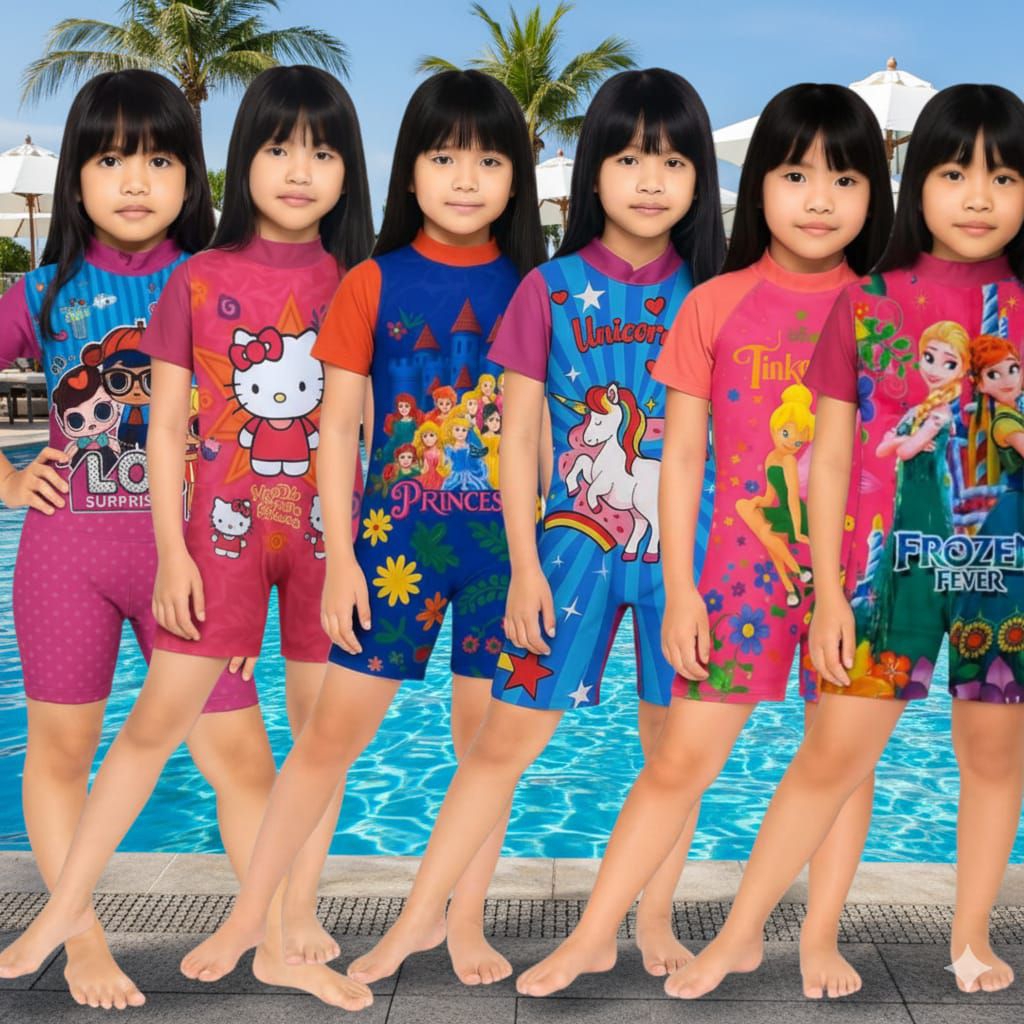 Baju Renang Anak Perempuan Karakter 3-8 Tahun