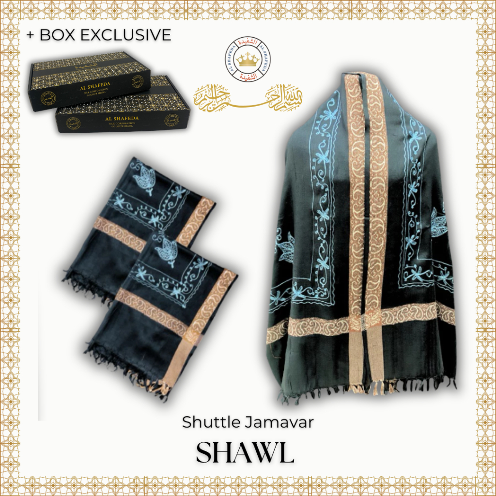 ALSHAFEDA - Sorban kasmir bordir timbul Shawl Single Shuttle Jamavar #N059 kasmir acrylic dewasa & a