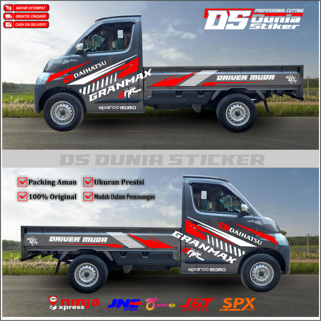 NEW [COD] 2PCS PROMO STIKER CUTTING MOBIL PICK UP DAIHATSU GRANMAX PICK UP BISA RIQUEST KATA KATA