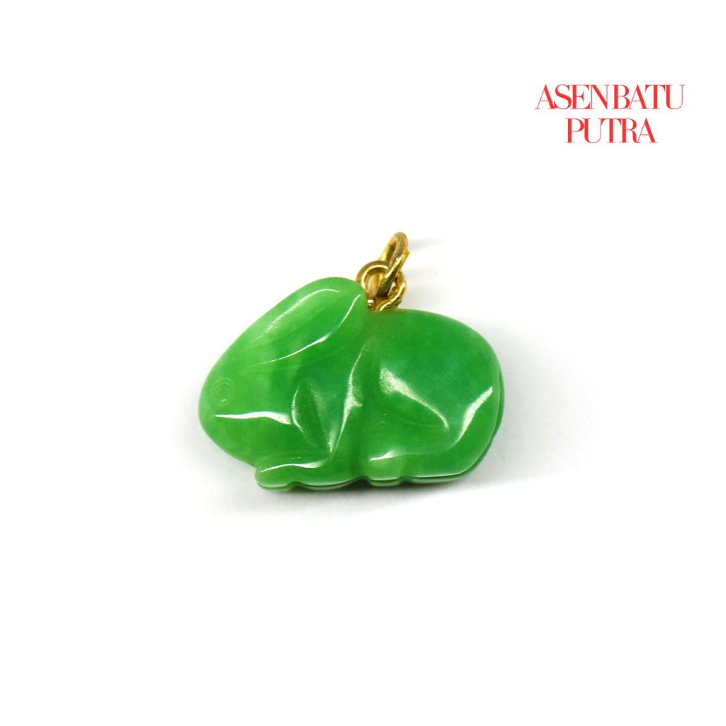 Liontin Giok Hijau Natural - Bentuk Kelinci