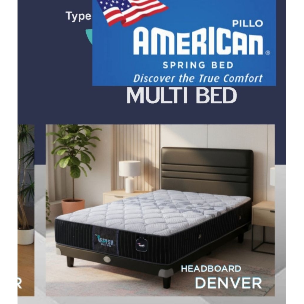 SET Springbed American Pillo Multibed + Sandaran + kaki