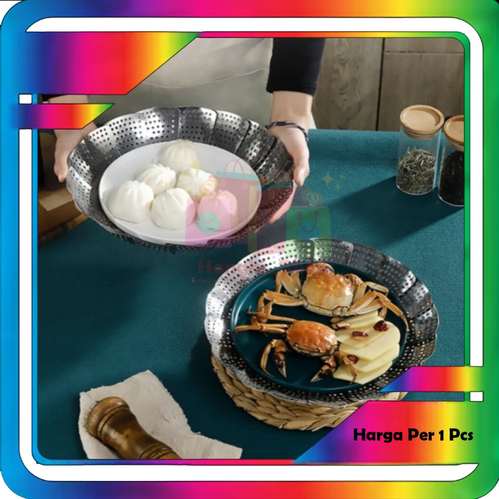 Kukusan Stainless Flexible Alat Kukus Panci Steamer Lipat - Stainless