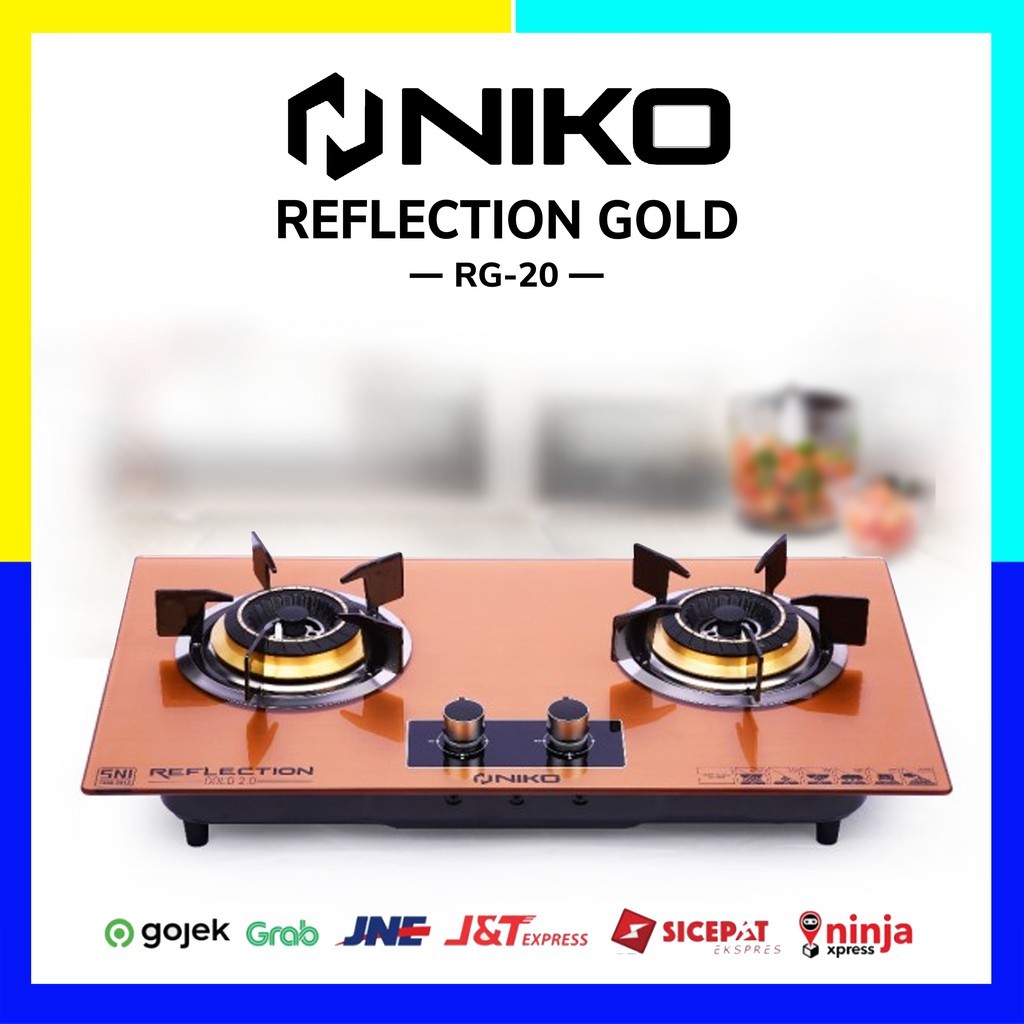 Kompor Gas Tanam Kaca 2 Tungku Niko Reflection 2.0 Gold