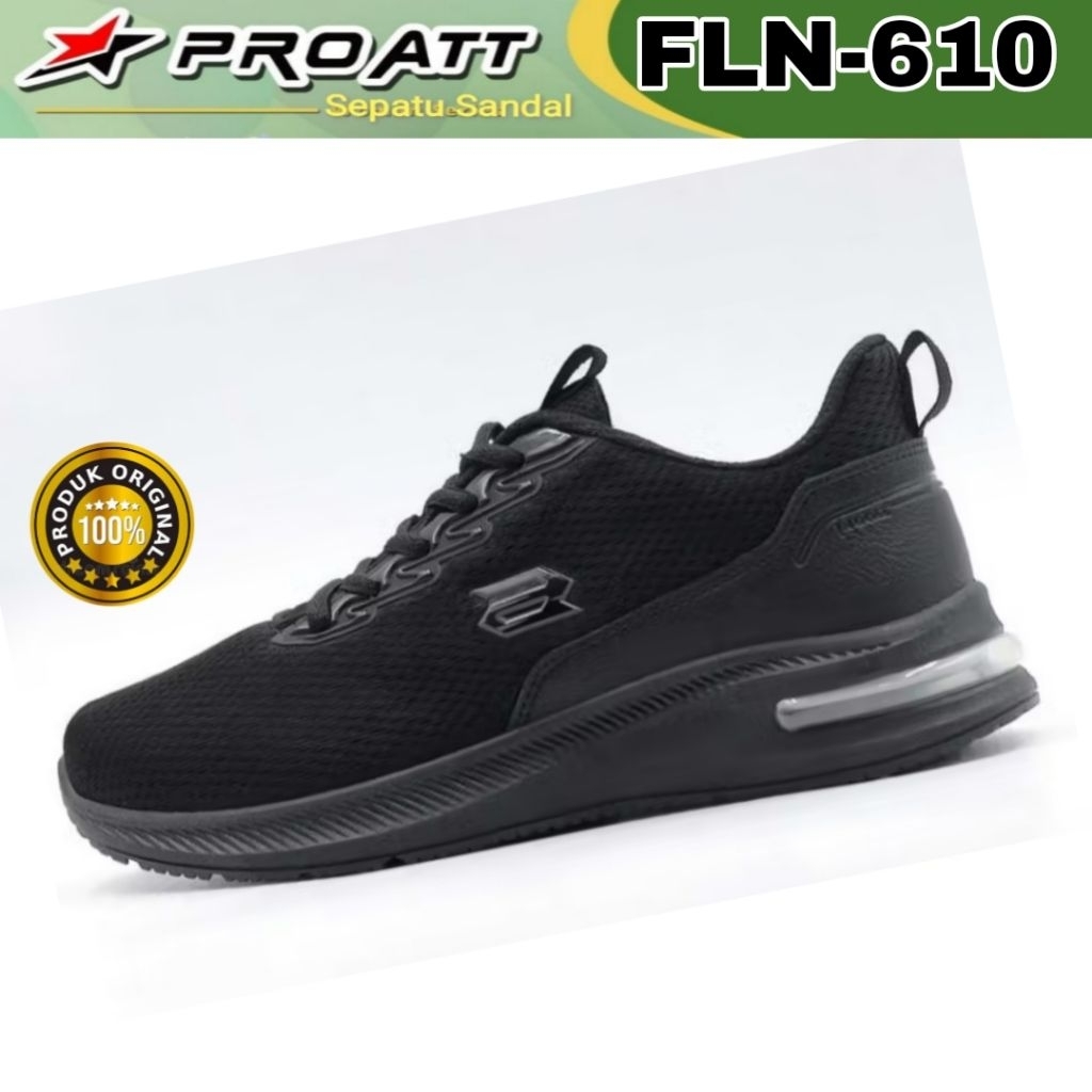 ProATT Sepatu Wanita Hitam Hitam Putih Sekolah Kerja Tali Pro Att FLN-610 Size 37-40