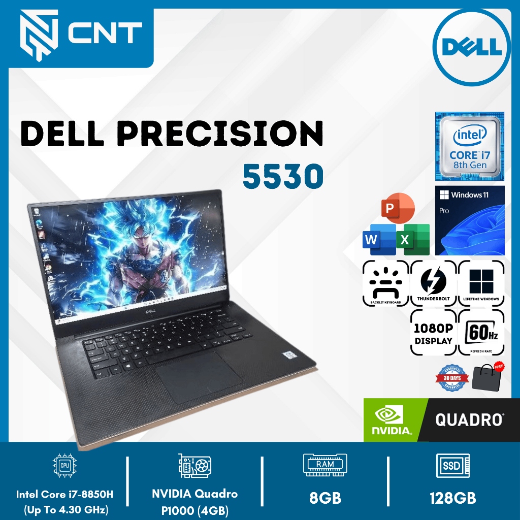 Laptop Dell Precision 5530 VGA Quadro P1000 Core i7-8850H (8/128GB) Nvme