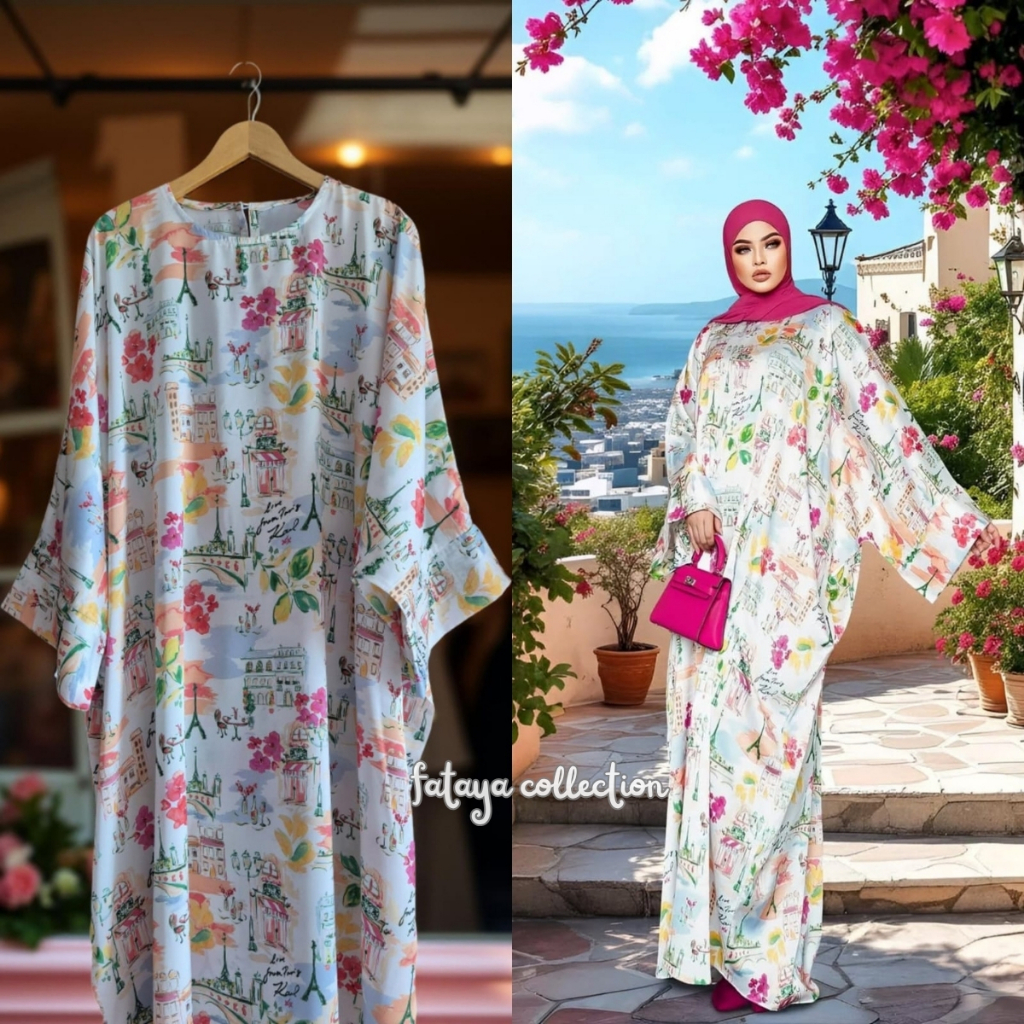 Fataya Collection UNA EIFFEL Abaya Farasha - Kain Silk