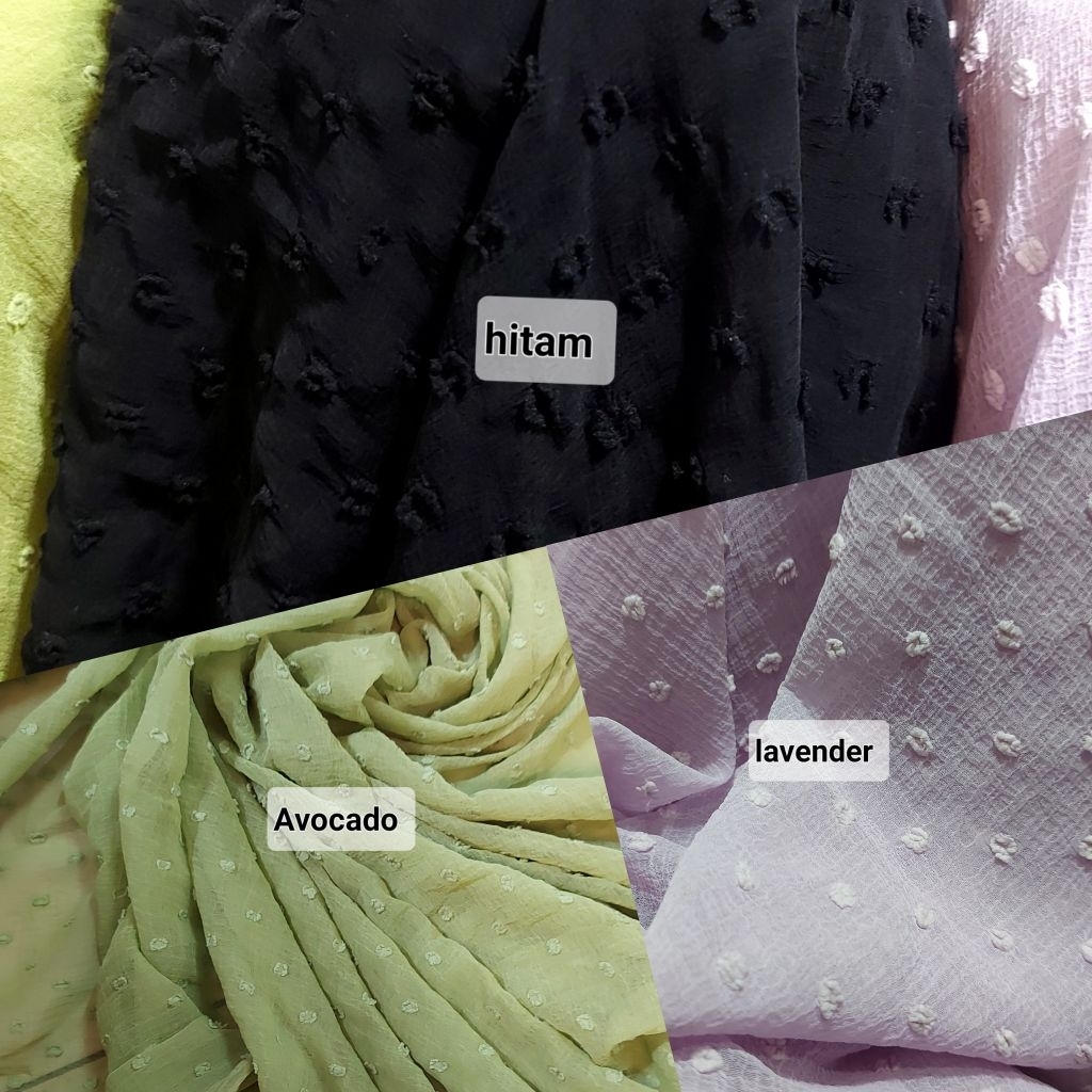 KAIN BAHAN CHIFFON RUBIAH DOTY/KAIN CERUTY RUBIAH DOT
