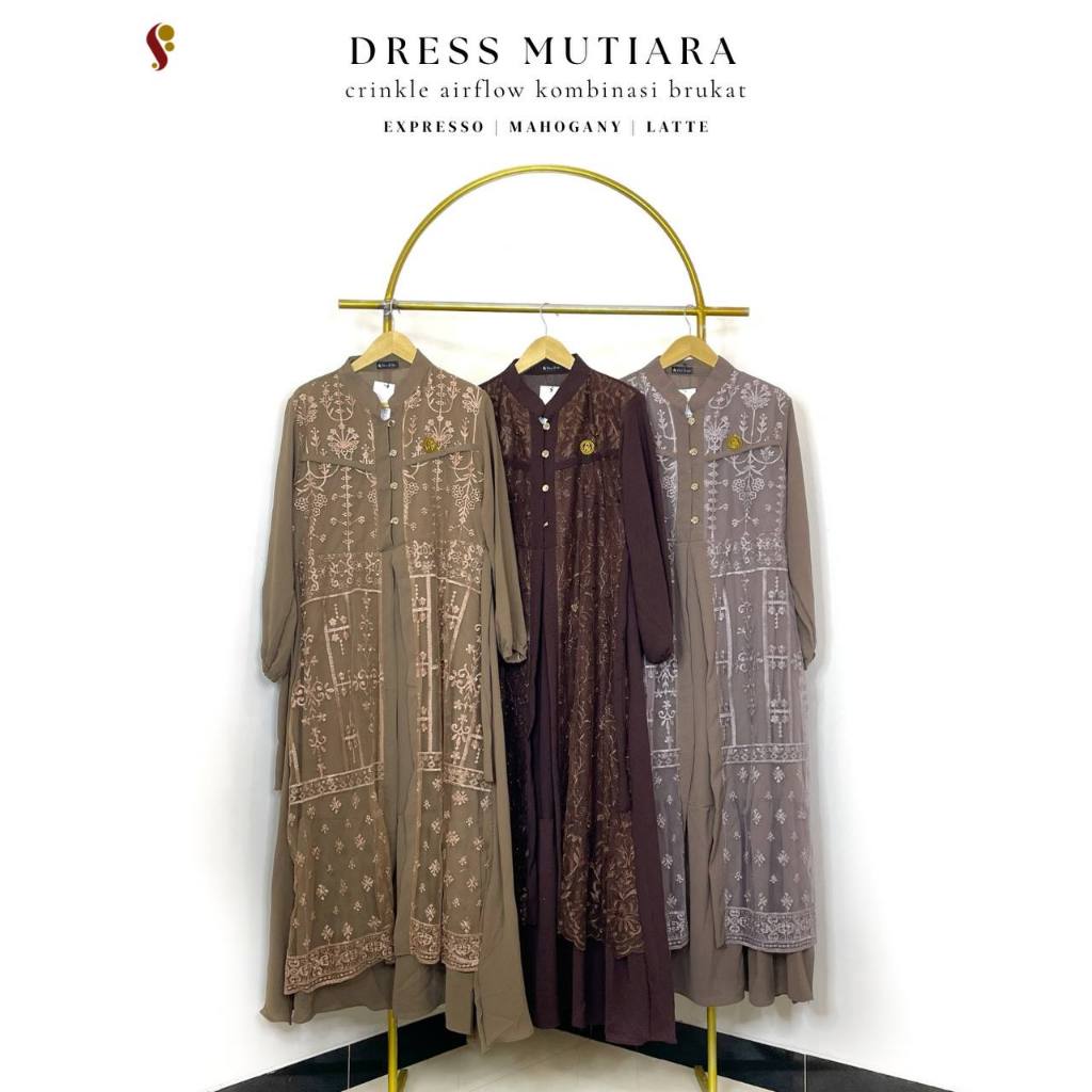 - DRESS - DRESS BRUKAT MUTIARA SIMPLE KONDANGAN ELEGANT