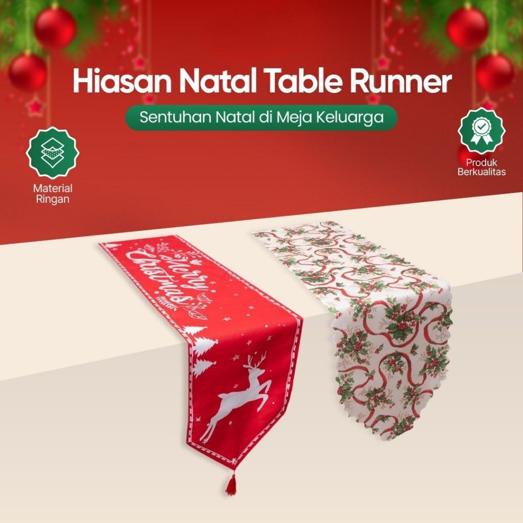 Hiasan Natal / Dekorasi Natal Table Runner